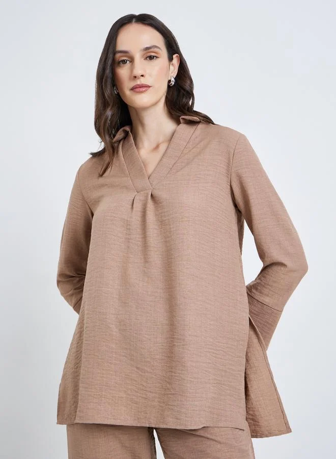 ستايلي بلوزة طويل بأكمام متوسطة